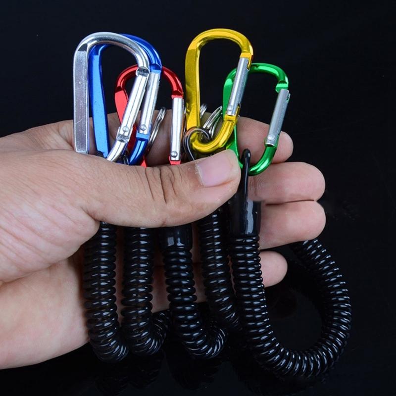 Retractable Spring Elastic Rope Security Gear Tool For Outdoor Hiking Camping Anti-lost Phone Keychain 21cm-22cm