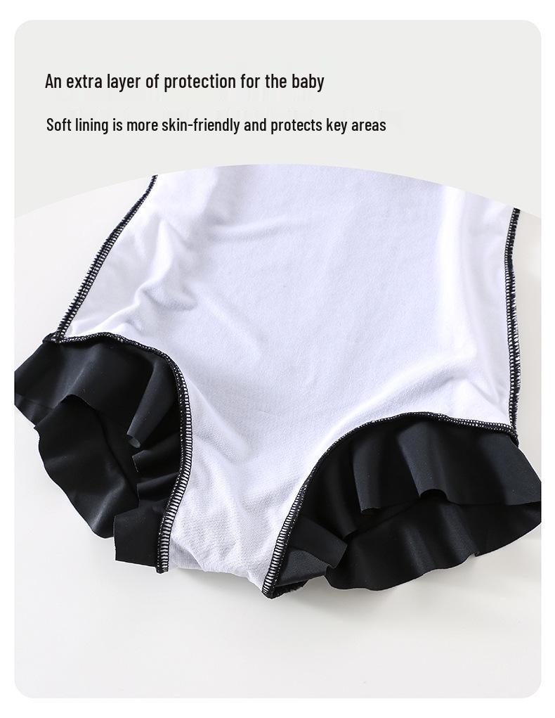 In Stock: New Girls' Quick-Drying Short Sleeve One-Piece Swimsuit with Sun Protection