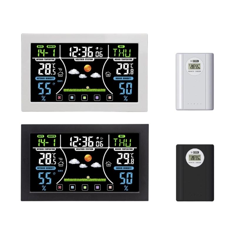 Orologio Stazione Meteo con Schermo a Colori con Monitor di Temperatura Umidità per Casa Giardino Garage Cantina Cantina