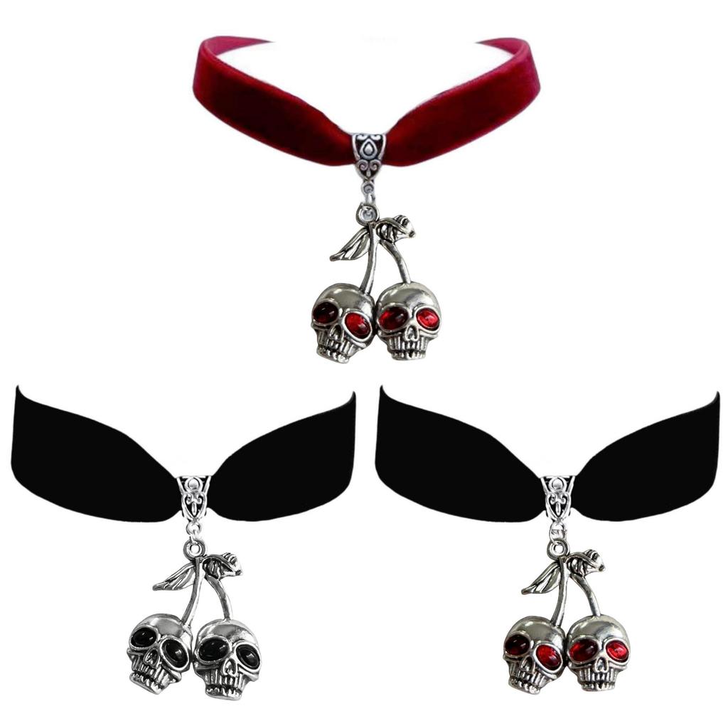 Gothic Skull Necklace With Velvet Chain For Women Fashion Accessory