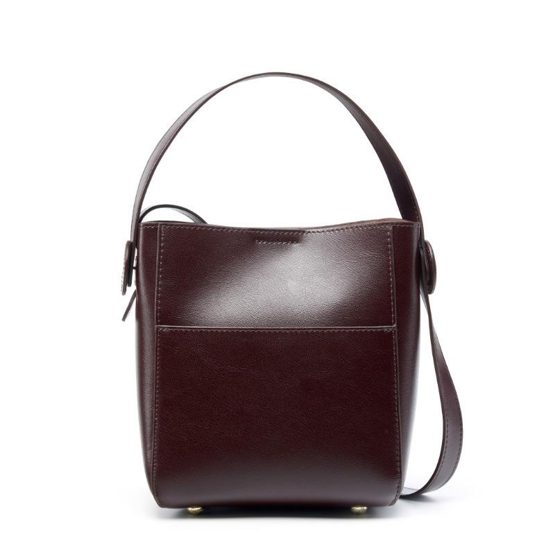 Commuter new women's large-capacity women's shoulder bag women's cowhide summer messenger bag women's high-end leather bucket bag