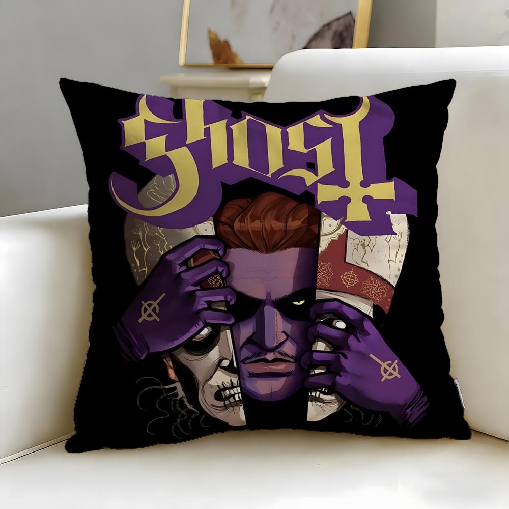 Classic Band Ghost Cushion Cover Soft  EasyWash Pillow Case  Versatile for Couch Bed Travel and Office
