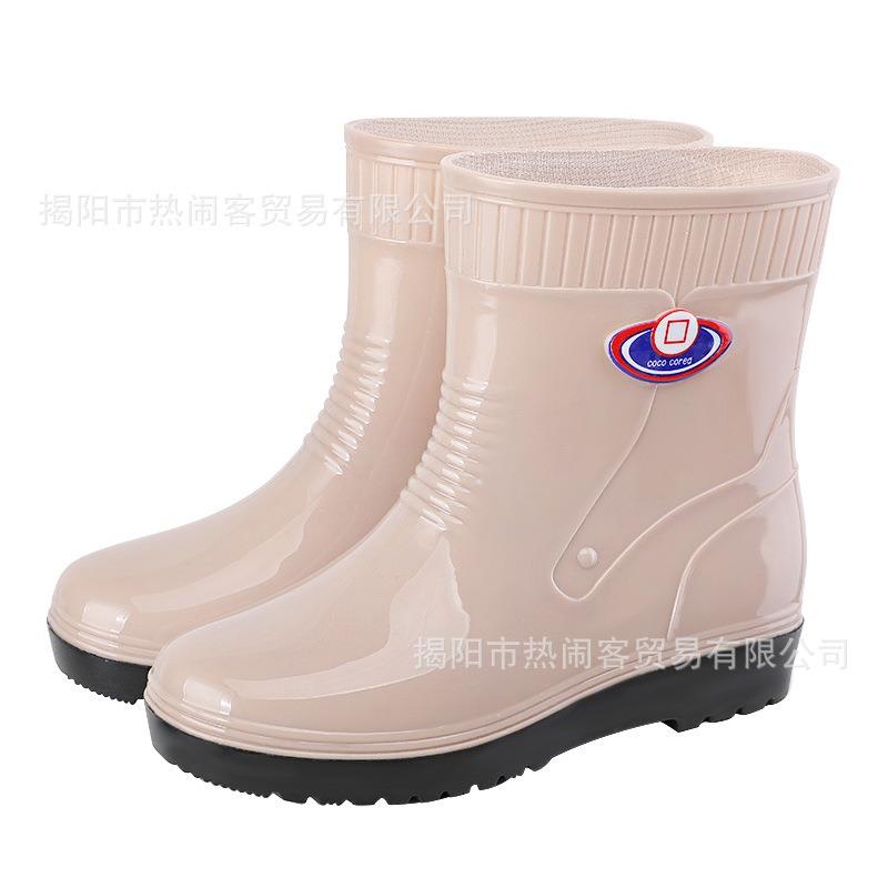 Winter Warm Women's Rain Shoes with Cotton Cover Foot Rubber Shoes Kitchen Bathroom Waterproof and Non-slip Padded Warm Shoes Cotton Shoes