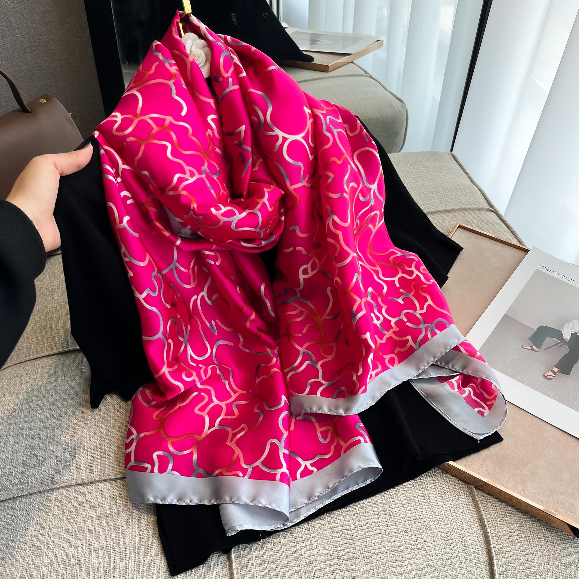 

Spring Scarf Women S Luxury Design Scarf Silk Smooth Scarf Soft Muslim Headband Shawl Beach180*90Cm