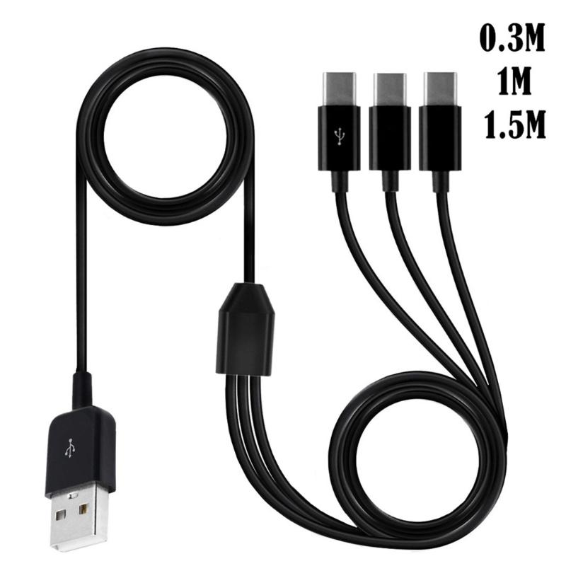 USB C Splitter Cable,USB A Male to 3 Type-C Male Data Sync Charge Cable,3 in 1 Charging Cord Fast Charge for Mobile
