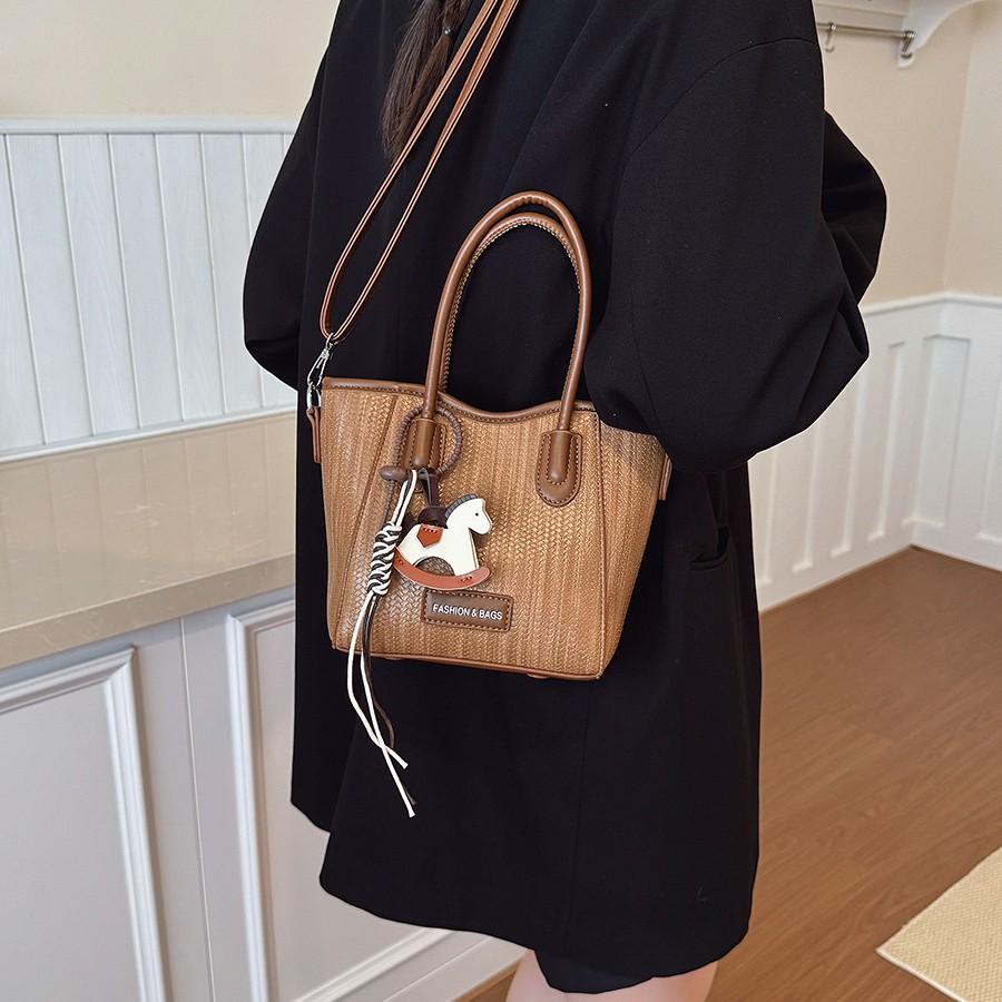 Premium sense contrasting color bucket bag temperament women's summer commuting leisure tide single shoulder oblique span bag