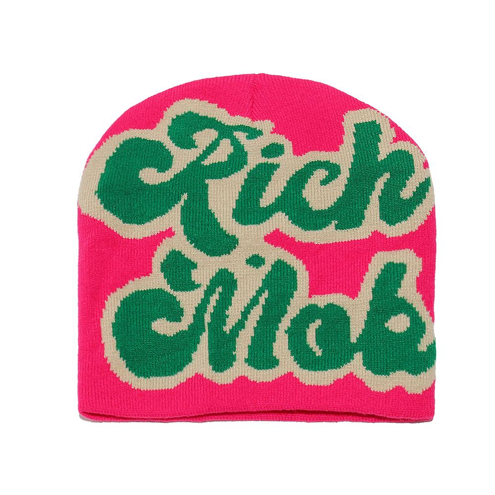 Temu Autumn and Winter New Knitted Pullover Hat Multi-color Letter Cold Hat Men's and Women's Wool Knitted Hat