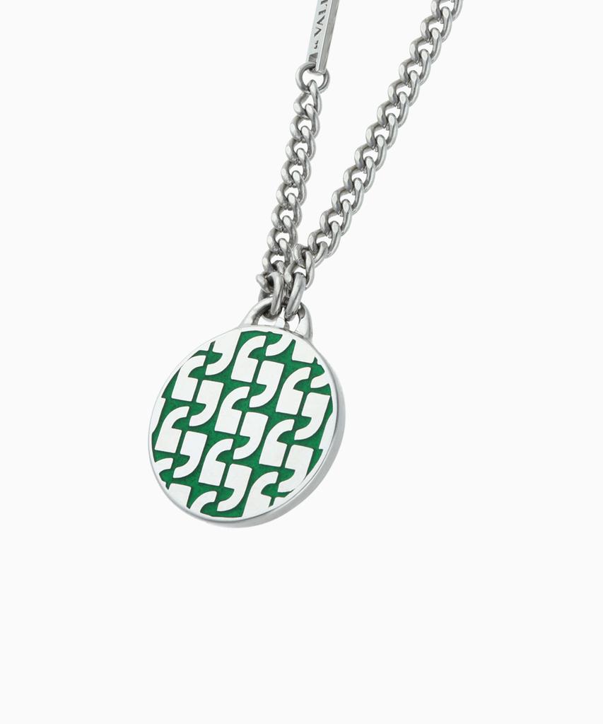 Valik [925 Silver] No.20 Signature Green Pattern Coin Necklace [L]