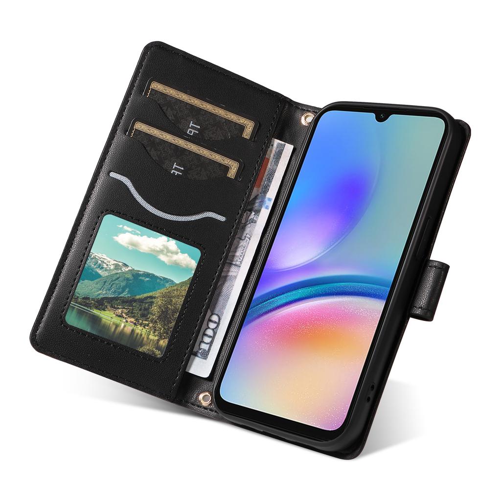 Husă tip portofel din piele rombică pentru Samsung Galaxy A05s 4G cu curea de umăr, curea de mână