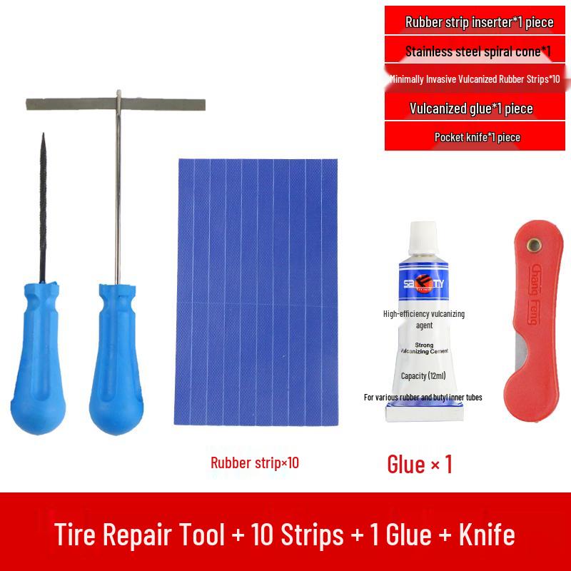 Electric Car & Motorcycle Tire Repair Set with Vacuum Strips - Quick, Minimal Invasive Fix