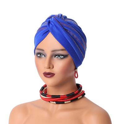 Fashion Women Diamonds Turban Hat Female Head Wraps