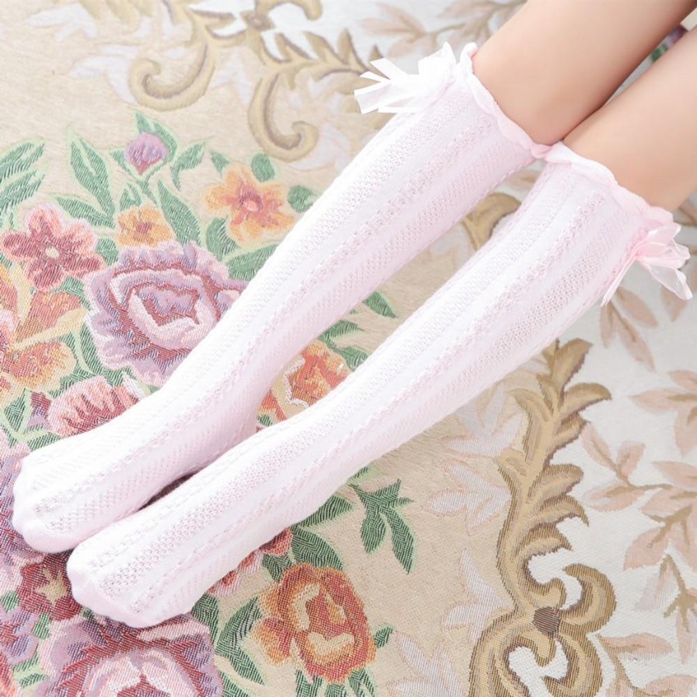 Soft Children Bowknot Mesh Socks Mid-tube Socks Cotton Socks New Mesh Girls Sock