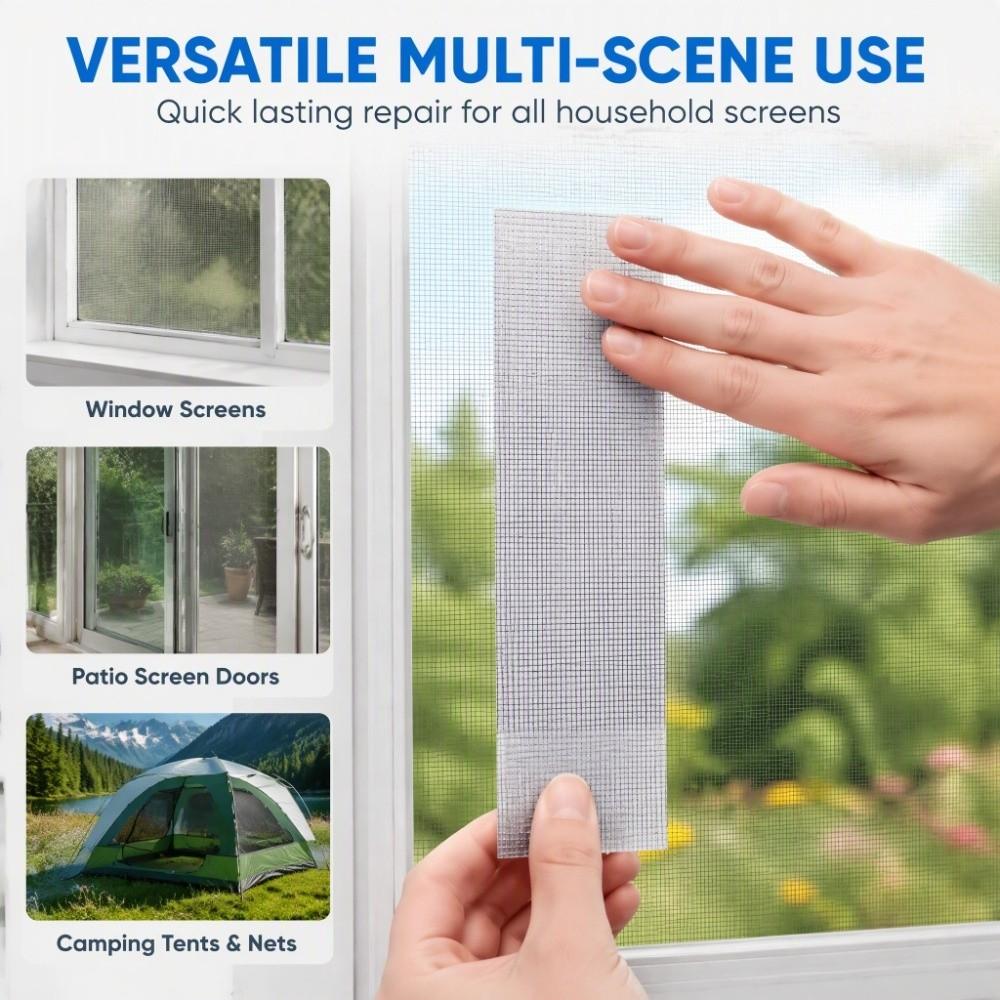 2pcs Self Adhesive Screen Repair Kit Fiberglass Screen Repair Patch Mesh Repair Tape Pet Mesh Cage