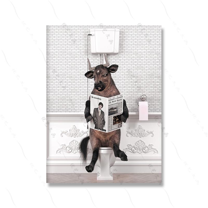 Tier Retro Bad Toilette Wand Kunst Leinwand Malerei Lustige Panda Dinosaurier Flamingo Badewanne Poster Druck Kinderzimmer Wohnkultur