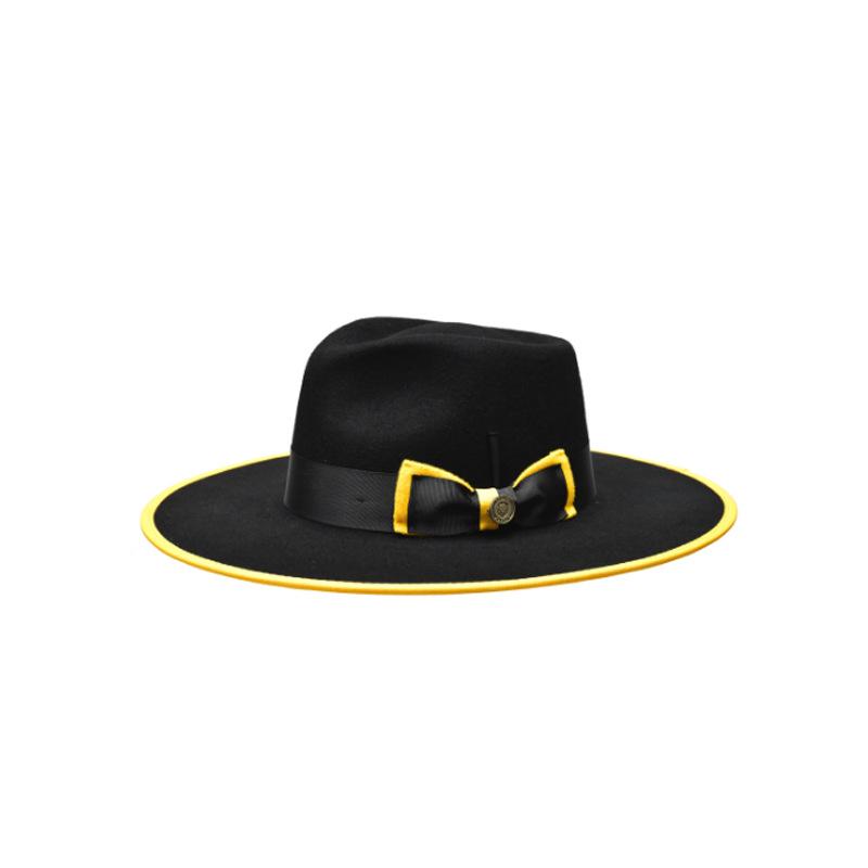 Factory Direct Sales Hot-Selling Bow Webbing Decorative Wool Top Hat Versatile Men'S And Women'S Pure Wool Felt Hat