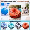 Inflatable Bag Chair with Sports Ball Pattern - Soccer Basketball Lounger for Beach Pool Yard, Portable Indoor Outdoor Relaxing