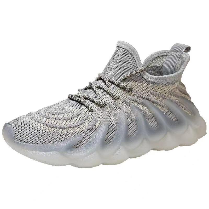 Autumn New Men's Shoes Fashion Jelly Sole Sports Shoes Comfortable Breathable Running Shoes Large Size Cross-border Leisure