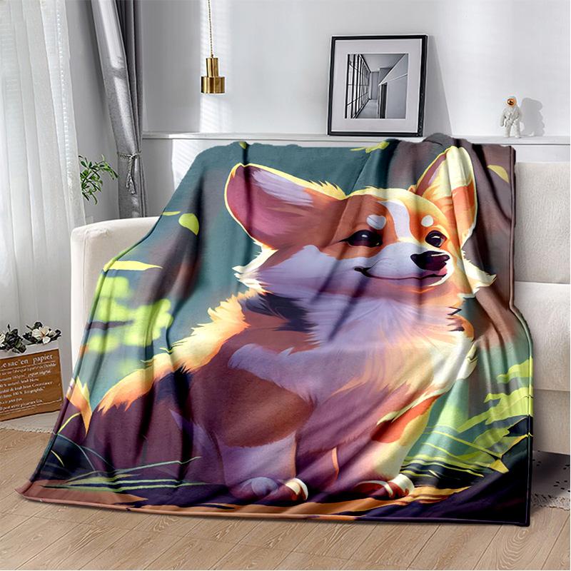 Ковдра з мультяшним хаскі, самоє, чихуахуа, померанський шпіц Кокі, м'яка ковдра для дому, спальні, дитяча ковдра для дивана