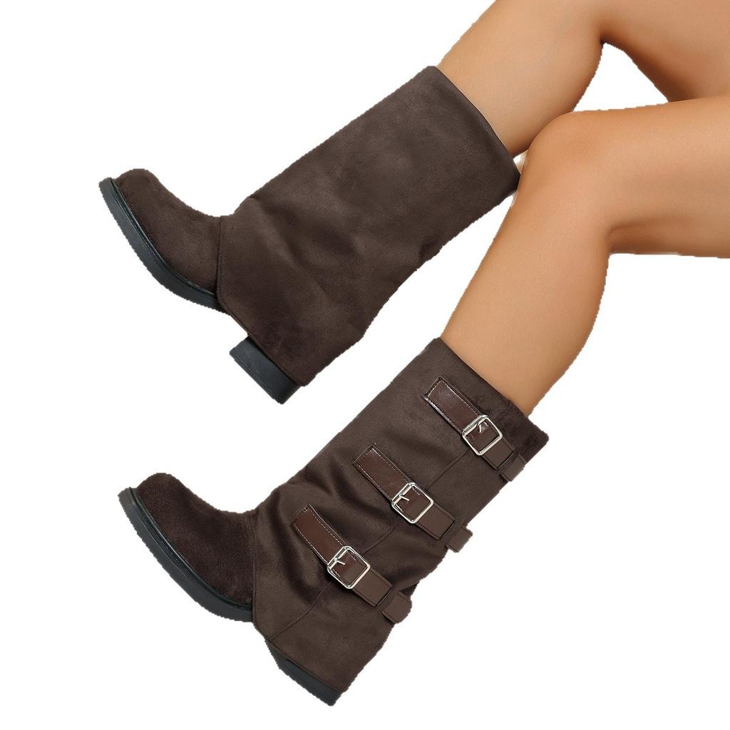 2025 Niche Retro Block Heel Mid-High Boots Western Cowboy Stack Boots Knight Boots Pre-Fall French Women's Boots