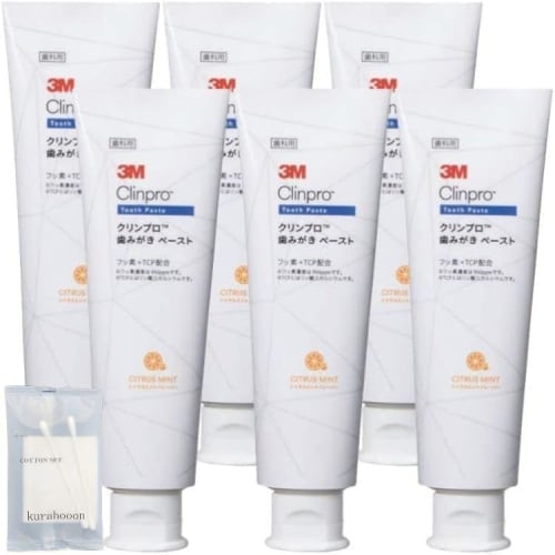

kurahooon Clinpro Toothpaste, Citrus Mint, 90g, Fluoride 950ppm, 6-Pack, 8253, Includes kurahooon Cotton Pads