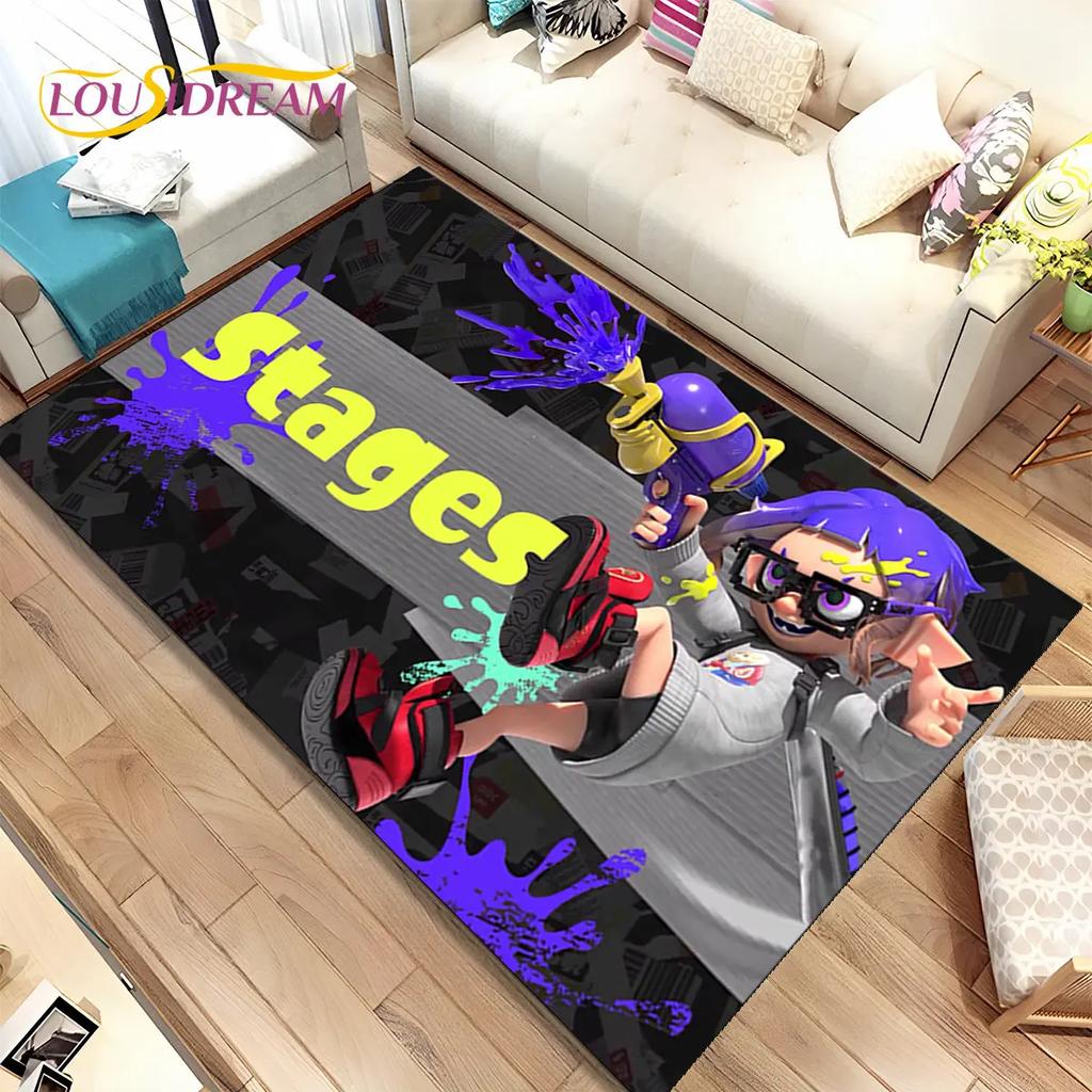 Games,Splatoon, Cartoon Gamers Area Rug,Carpet Rug for Living Room Bedroom Sofa Doormat Decoration, Kid Play Non-slip Floor Mat