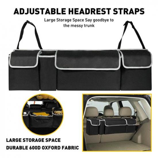 Car Trunk Organizer Interior Oxford Back Seat Accessories Storage Bag 4 Pocket