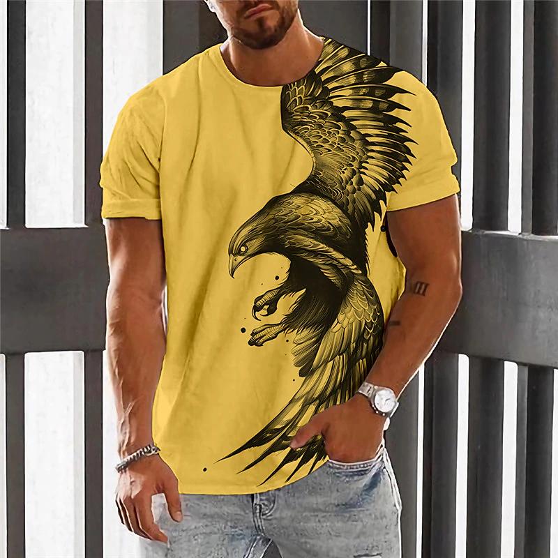 Wolf Eagle T-shirt animal 3D printed streetwear men's casual fashion oversized short-sleeve T-shirt clothing