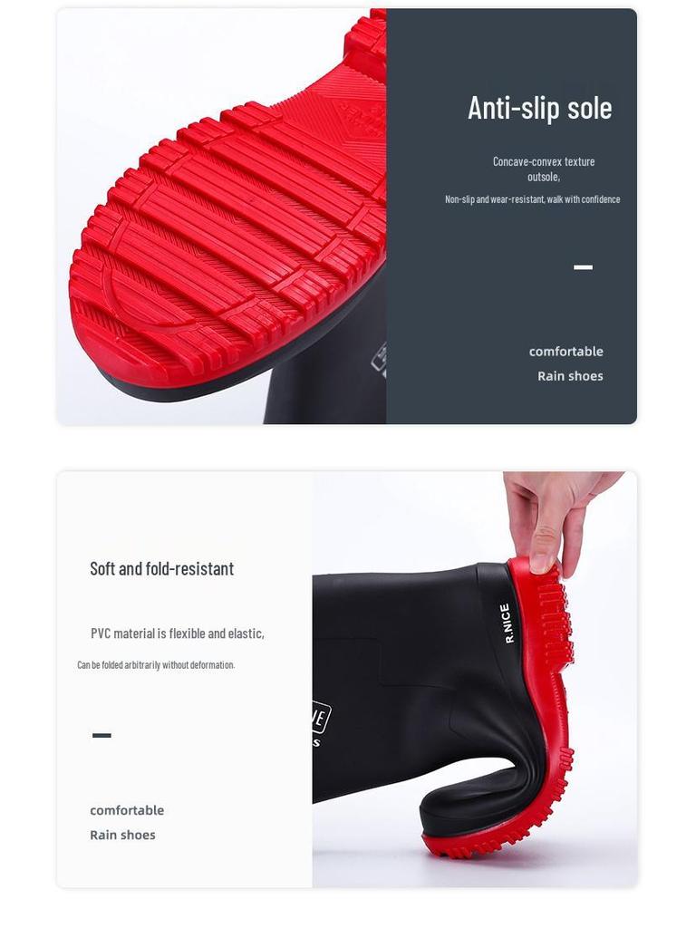 Men's British-Style Non-Slip Warm Rain Boots - 2024 Korean-Inspired Comfortable Long Boots