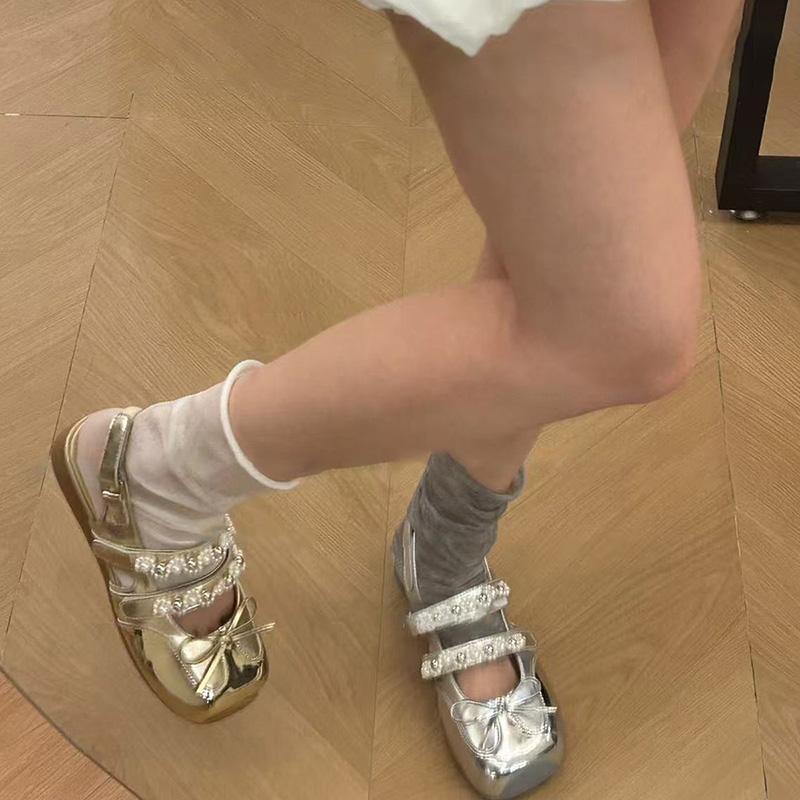 Autumn Cover Toe Women Sandals Elegant Butterfly-knot Pearl Buckle Shoes Ladies Outdoor Street Style Flats Sandalias