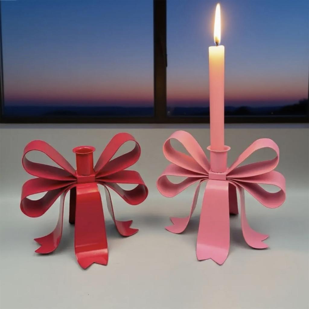 Bow Candlestick Decoration, Christmas Candlestick, Valentine's Day Candlestick, Desktop Festival Decoration