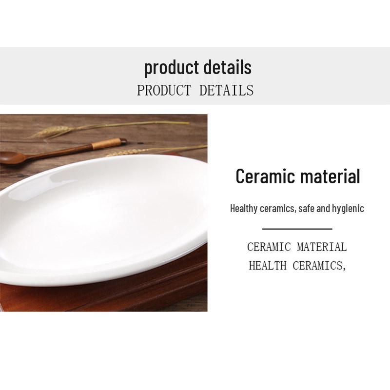 Extra Large Oval Thickened White Ceramic Fish Plate for Commercial Restaurant or Hotel Use