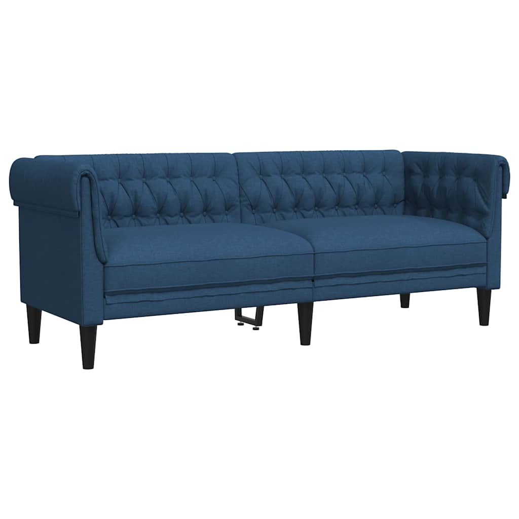 Chesterfield Sofa 3-Sitzer Blauer Stoff