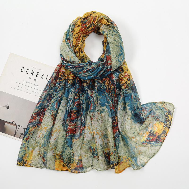 180*85Cm Fashion Retro Big Floral Viscose Scarf Lady Print Voile Shawls And Wraps Pashmina Foulards Muslim Hijab