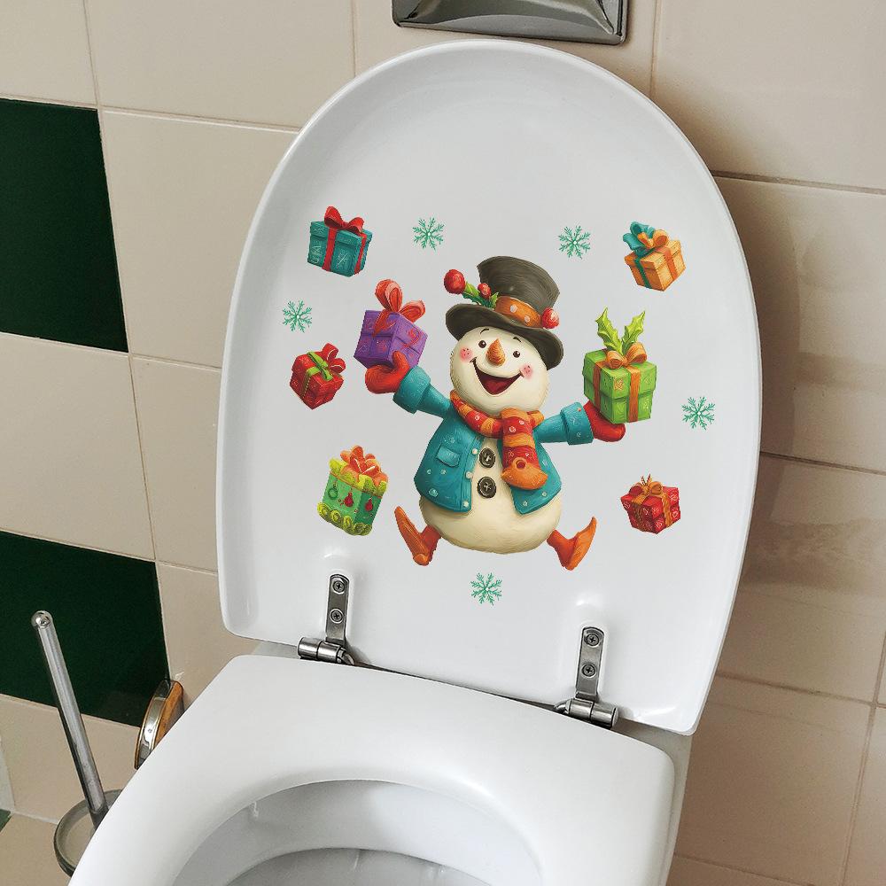 A Funny Snowman Bathroom Toilet Decoration Sticker for Giving Christmas Gifts