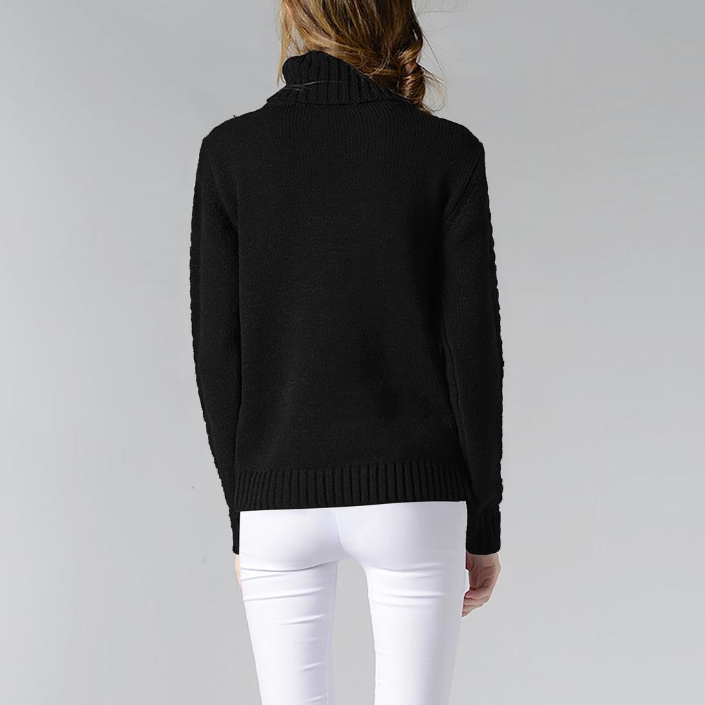Women's Color Turtleneck Sweater Long Sleeve Twisted Flower Base Sweater