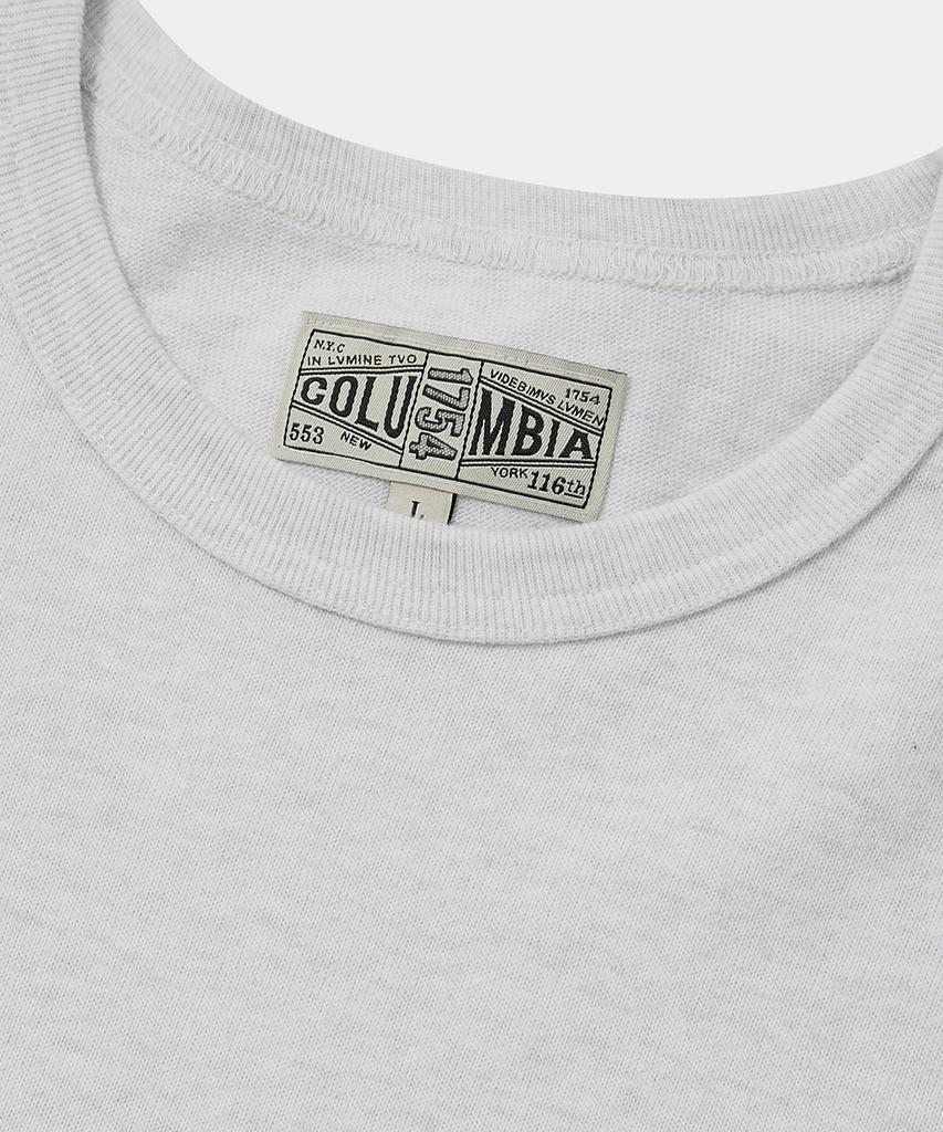 COLUMBIA UNIVERSITY Cu 80S Vintage Crack Logo S/S T-Shirts Light Melange