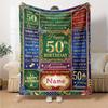 50Th Birthday Celebration Blanket Personalized Name Soft Warm And Versatile For Sofa Bed Office And Travel Machine Washable Comfortable In All Seasons