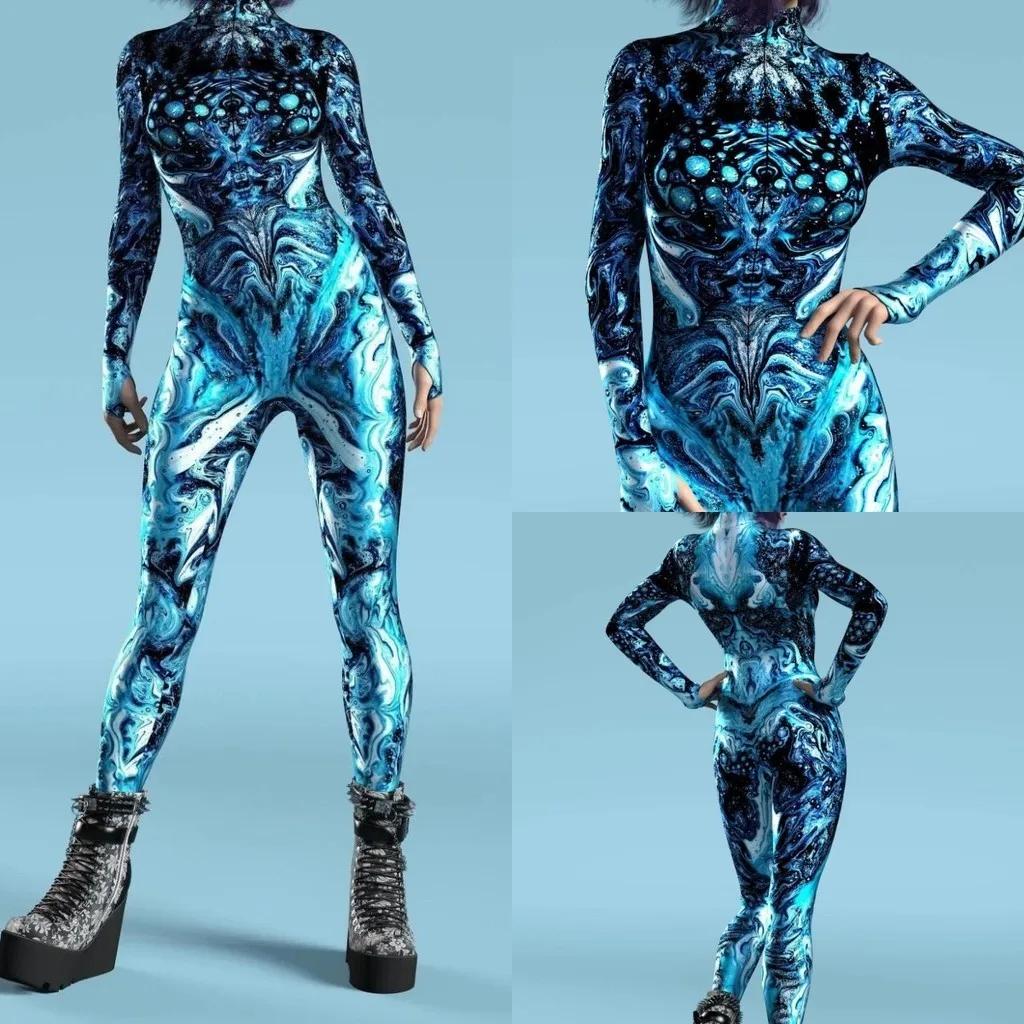 3D Digitaltrykk Sceneopptreden Kostymer Voksne Halloween-arrangementer Karneval Temafest Cosplay Antrekk Latespill Jumpsuit