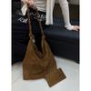 Large Matte Suede Leather Tote Bag Women Daily Commute Oversized Shoulder Soft Structured Vintage Style