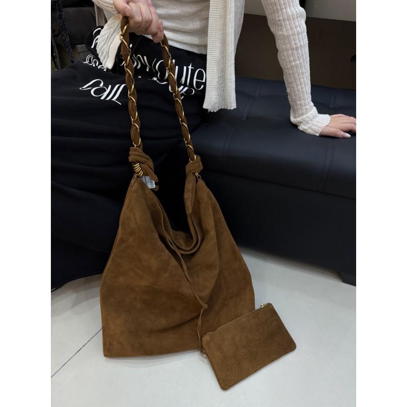 Large Matte Suede Leather Tote Bag Women Daily Commute Oversized Shoulder Soft Structured Vintage Style
