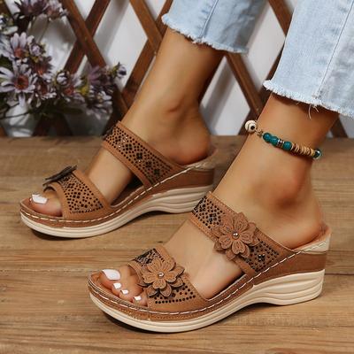 New Summer Women's Slippers Plus Size Women's Shoes for Women's Casual Flower Wedge Shape