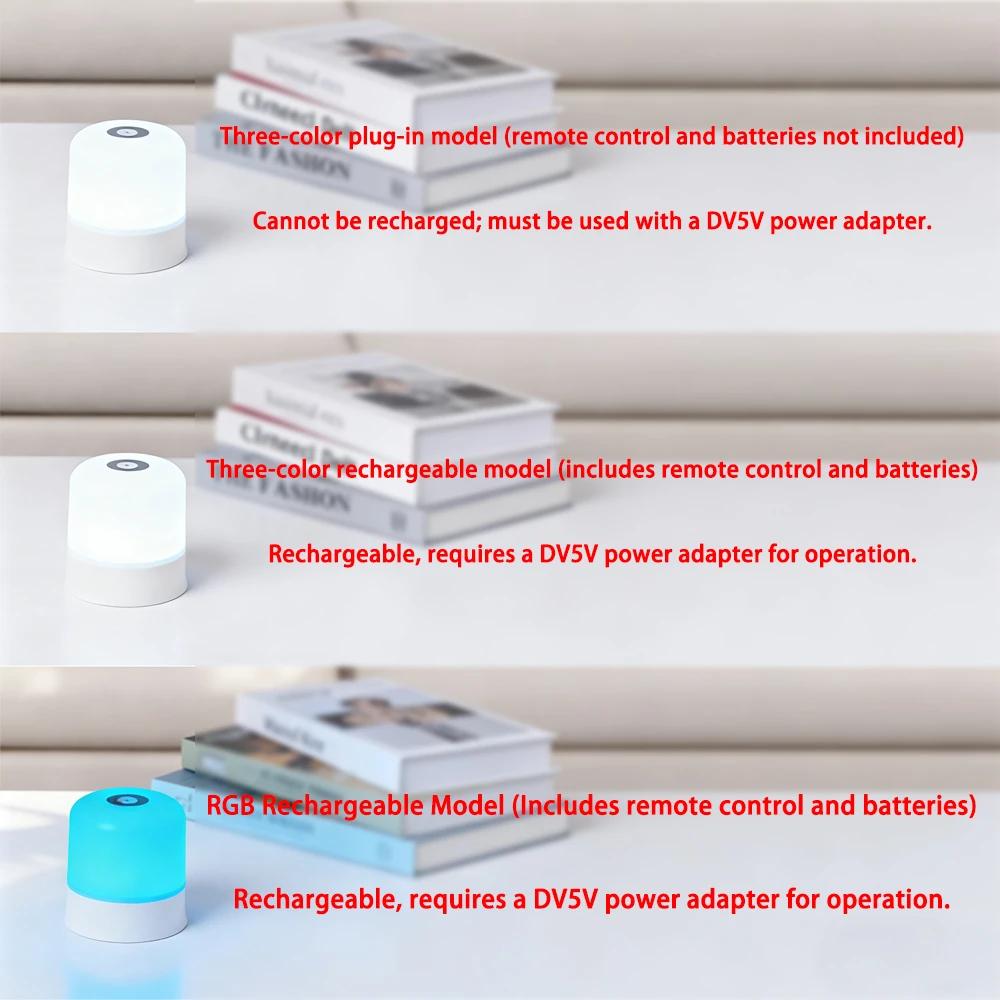 LED Night Light Dimmable Rechargeable/Plug-in Desktop Bedroom Bedside Lighting Decorative Touchscreen Reading RGB Desk Lamp
