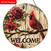 Cardinal Wooden Christmas Welcome Sign - Navidad Round Sign for Front Door, Yard, Wall Hanging Decor - Ideal Christmas Gifts Christmas Decoration