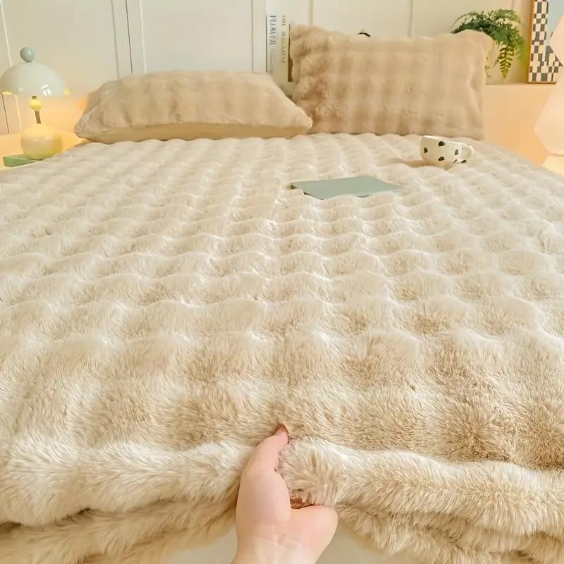 Autumn/Winter Thickened Fluffy Plush Fitted Bed Sheet Single Double Sheets Mattress Topper For Simmons Mattress Protective Cover