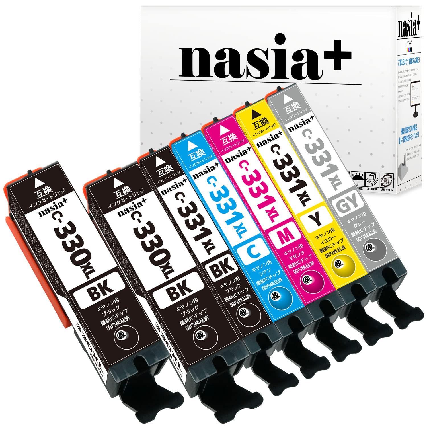

Compatible Ink Cartridges for Canon and Compatible with Genuine Ink Cartridges Code nasia+ BCI-330XL (BK2/Black) BCI-331XL (BK/C/M/Y/GY) [7-Pack] [QR