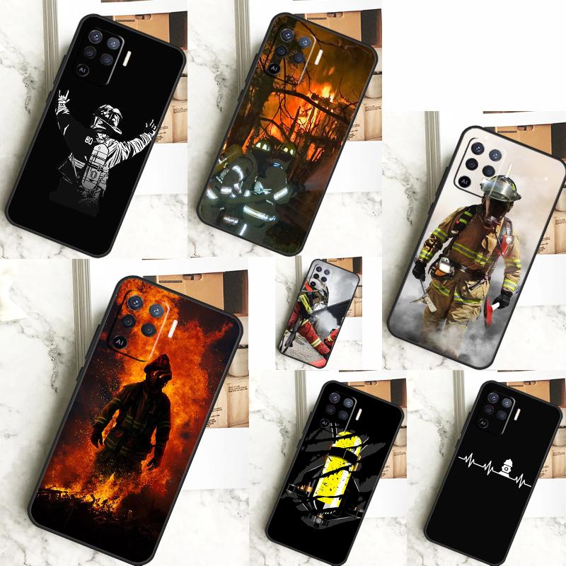 Firefighter Heroes Fireman For OPPO A17 A16 A15 A79 A58 A78 A98 A74 A94 A77 A5 A9 A96 A76 A52 A72 A53S A54S A57S Case