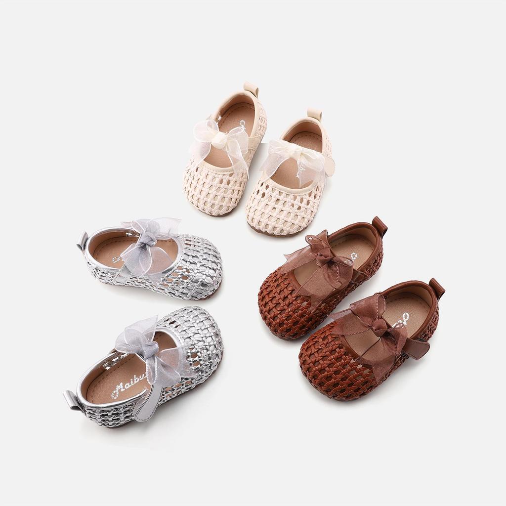 Spring Lace Bow Non-Slip Soft Bottom Baby Shoes - Girls' Princess Style Leather