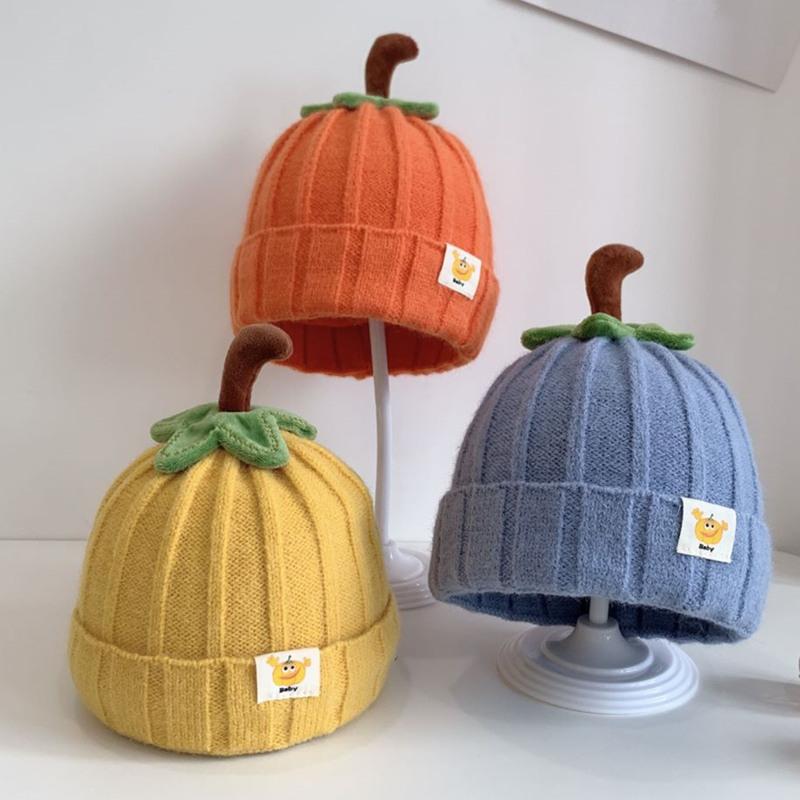 Winter Baby Knitted Hat Cute Pumpkin Toddler Beanies 6-36 Months Boy Girl Thick Woolen Warm Crochet Bonnet Children Pullover Cap