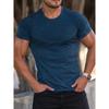 Men'S Fall Sports Fitness Casual Standing Collar Stretch Cationic Round Neck Short Sleeve T-Shirt Man