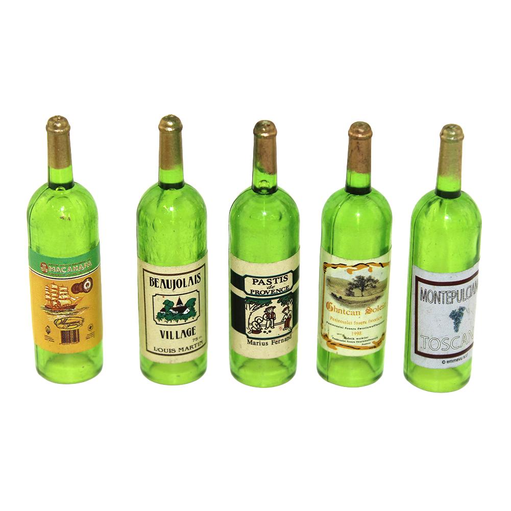 3 stk Miniatyr dukkehus Fairy Garden Simulert tom rødvinsflaske Barneleke